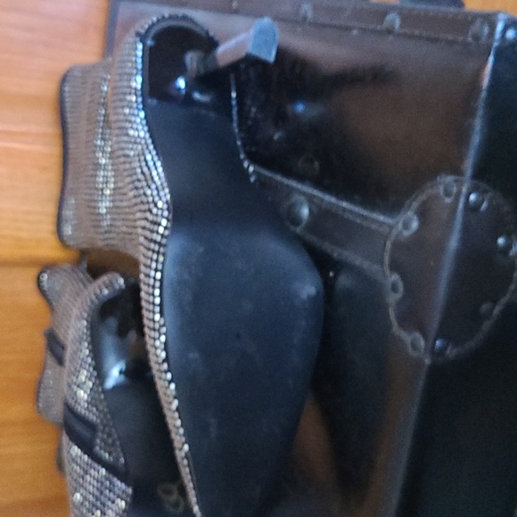 Steve Madden, Glass/fabric high- heel dress boot, gold/black,  size 8.5 - Picture 8 of 8